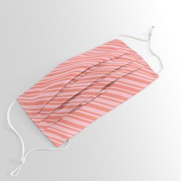[ Thumbnail: Salmon and Pink Colored Lined Pattern Face Mask ]