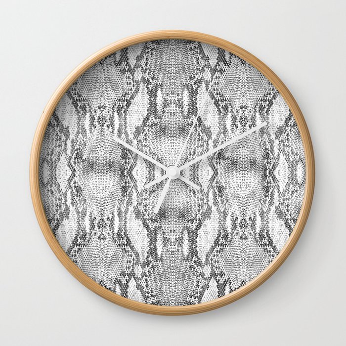Black and White Snake Skin Digital Print Wall Clock
