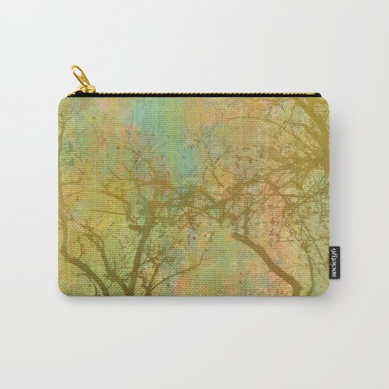 Golden Tree Silhouette, Rainbow Color Background Carry-All Pouch
