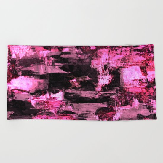 Harsh Pink - Neon Pink Abstract Beach Towel