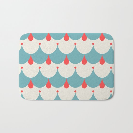 Retro. Blue and white . Bath Mat