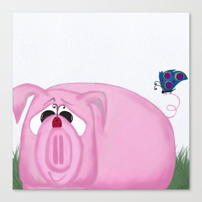 Chumley The Pig And His Visitors Canvas Print