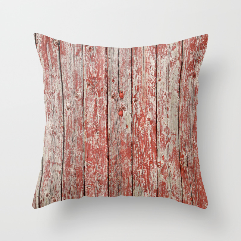 Rustic red wood Throw Pillow by 