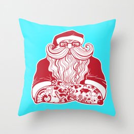 Tattooed Santa Throw Pillow