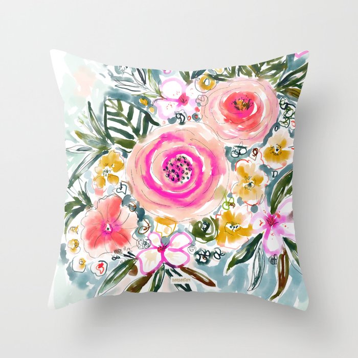 SMELLS LIKE EASE Floral Throw Pillow