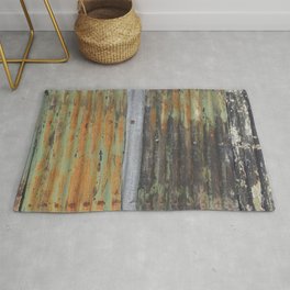 corrugated rusty metal fence paint texture Rug | Rust, Grey, Color, Orange, Natural, Other, Black, Paint, Digital, Photo 