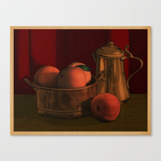 Still life with peaches Canvas Print