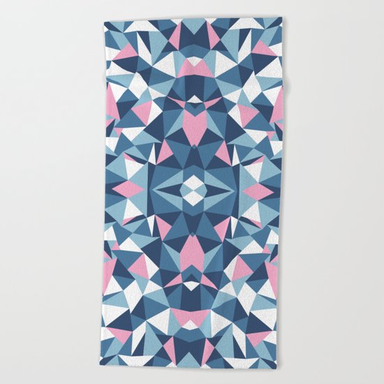 Abstract Collide Blue and Pink Beach Towel