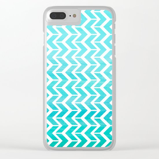 Maritime Aqua Teal Chevron Herringbone ZigZag - Mix & Match Clear iPhone Case