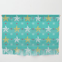 Christmas Pattern Yellow Blue Star Snowflake Wall Hanging