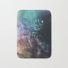 Polychrome Moon Bath Mat | Sky, Clouds, Digital, Moon, Photo, Abstract, Nature, Stars, Night, Space 