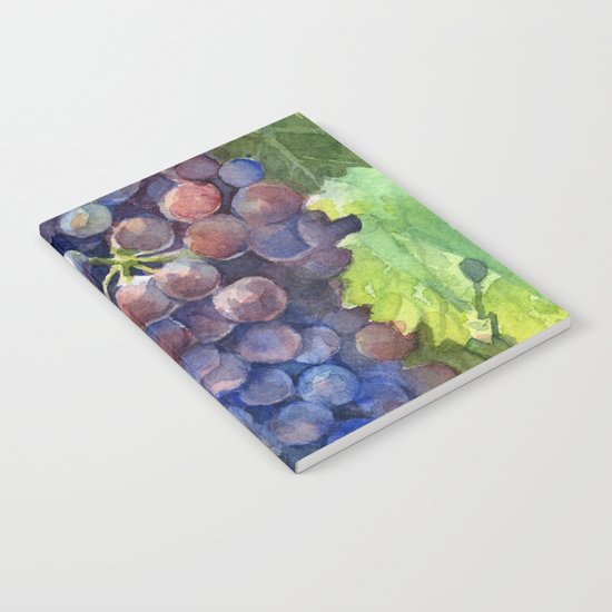 Grapes Watercolor Fruit Food Wine Lovers Notebook