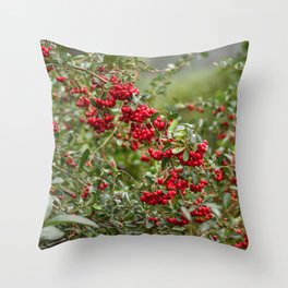 Wild Red Berries in the Park Throw Pillow