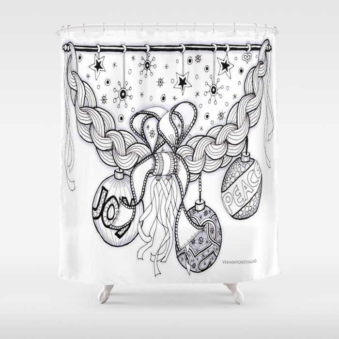 Christmas Zentangle Swag In Black And White For Adult Colorists