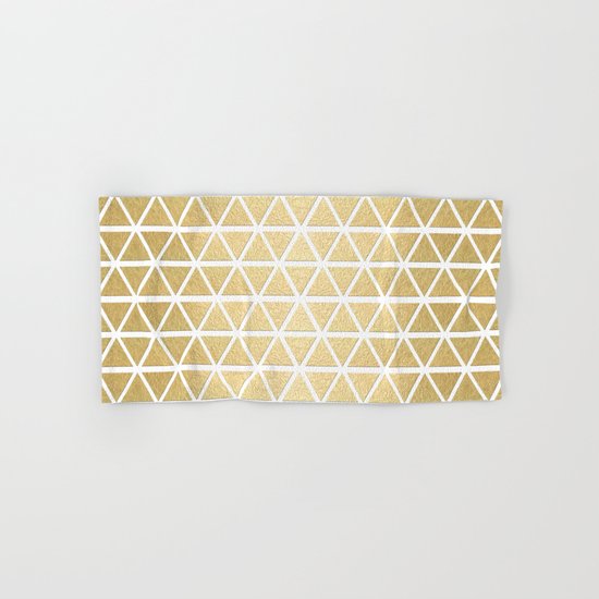 White and Gold Geometric Pattern 3 Hand & Bath Towel