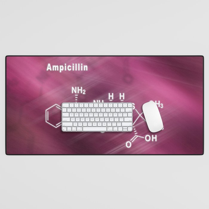 Ampicillin, antibiotic drug, Structural chemical formula Desk Mat
