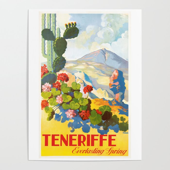 1945 Tenerife Everlasting Spring Spain Travel Poster Poster