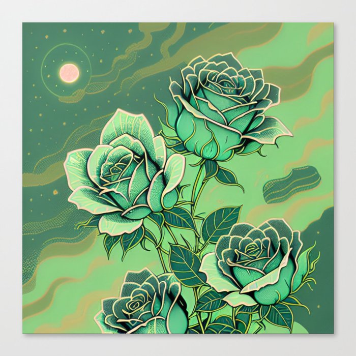 Emerald Roses Canvas Print