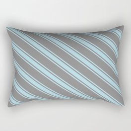 [ Thumbnail: Grey & Light Blue Colored Stripes Pattern Rectangular Pillow ]