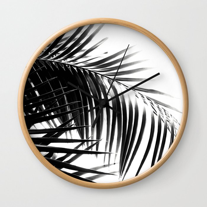 Palm Leaves Black & White Vibes #3 #tropical #decor #art #society6 Wall Clock