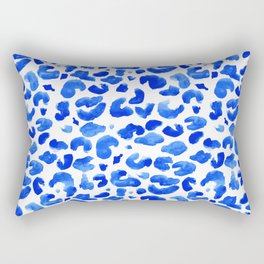 Leopard Print Blue and White Rectangular Pillow