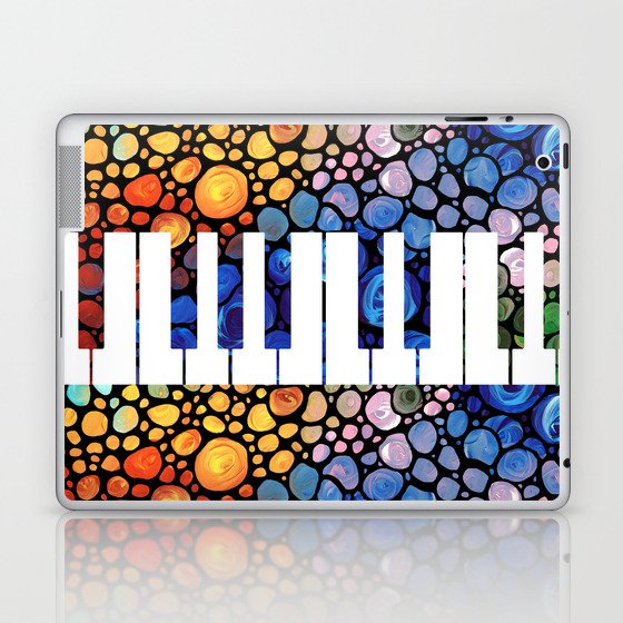Whimsical Mosaic Music Art - Colorful Piano Laptop & iPad Skin