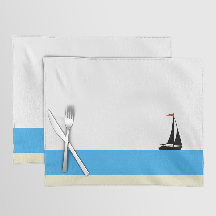 Simple Freedom - Beachy Blue Modern Sailboat Art Placemat