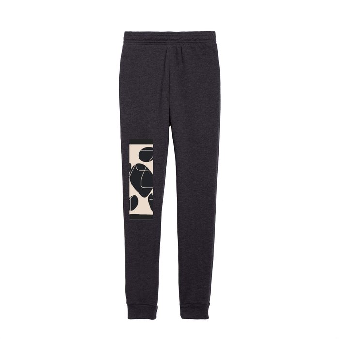 Black Minimalist Abstract Art Kids Joggers