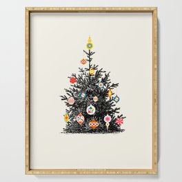 Retro Decorated Christmas Tree Serving Tray