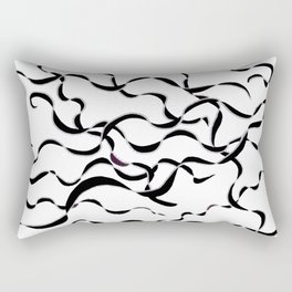 Ribbons of B & W & Silver Strand Abstract Rectangular Pillow