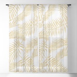 Palm Leaf Pattern Golden Sheer Curtain