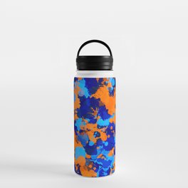 Blue and Orange Paint Splatter Water Bottle