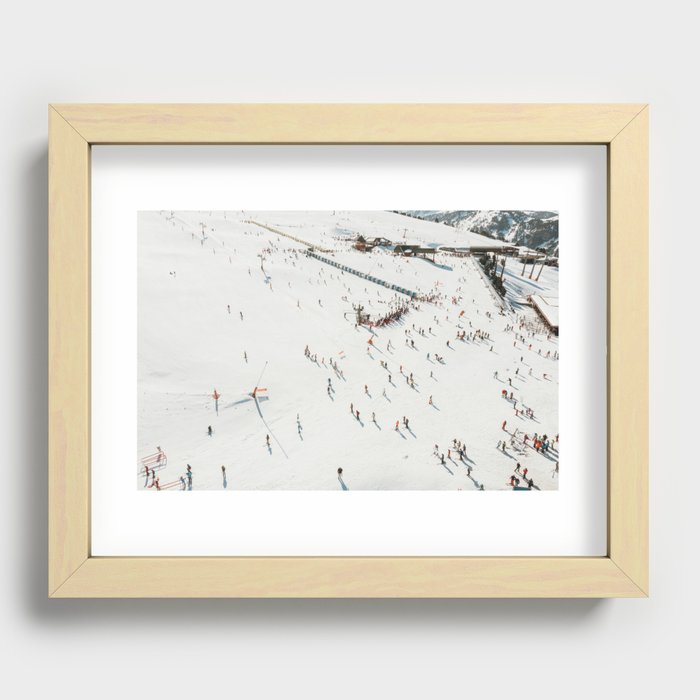 Aerial shot of ski resort Recessed Framed Print