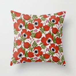 Vibrant Red Poppy Throw Pillow