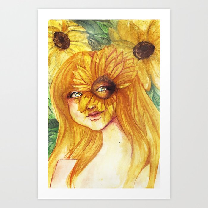 Sunflower Eyelashes Art Print