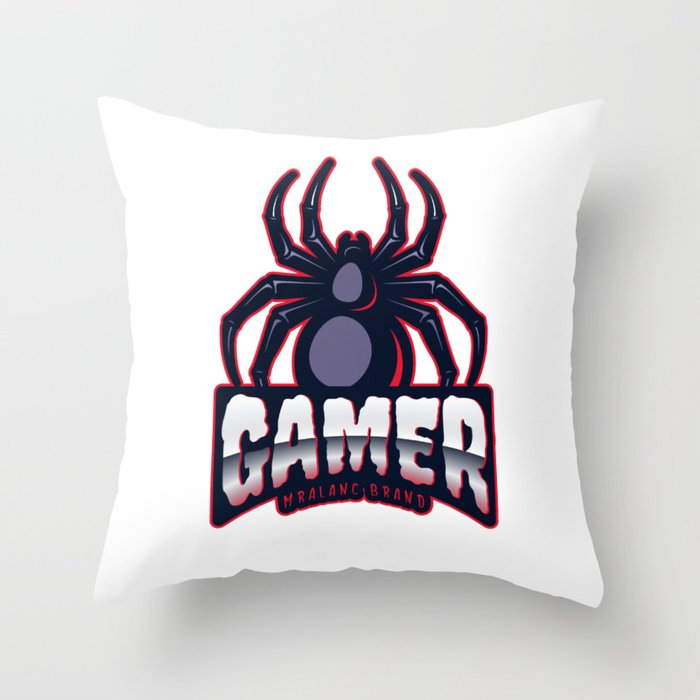 Spider Glowing Red - MrAlanC Brand Gamer Collection Throw Pillow