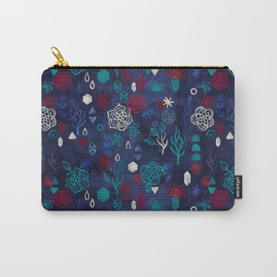 Elements - a watercolor pattern in red, cream & navy blue Carry-All Pouch