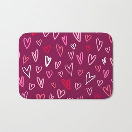 Valentine's pink love hearts doodle burgundy Bath Mat
