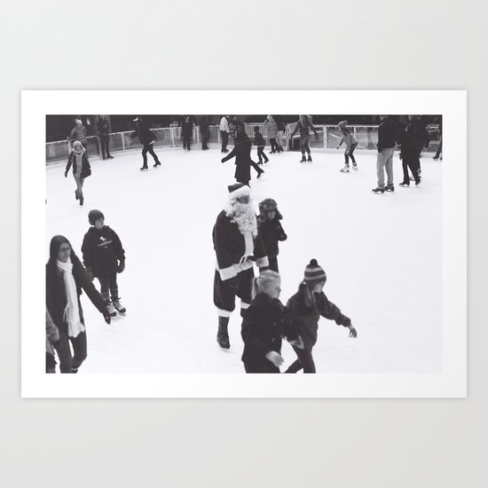 Skating Santa Art Print