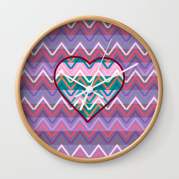 Heart chevron Wall Clock