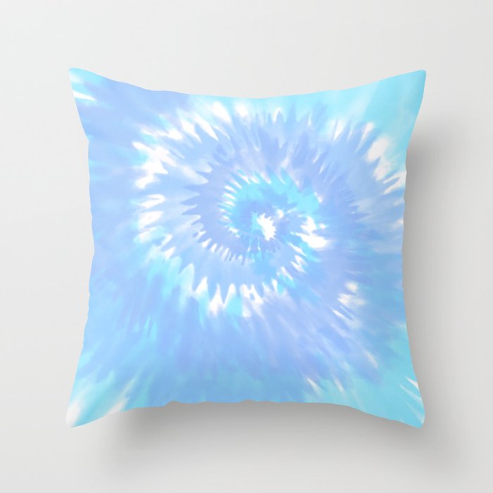 Blue Spiral Tie-Dye Pattern Throw Pillow