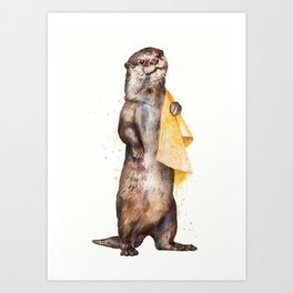 otter Art Print | Nature, Bathroom, Shower, Illustration, Swim, Painting, Pop Art, Water, Cute, Curated 