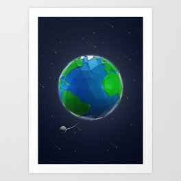 Earth in Low Poly Style Art Print