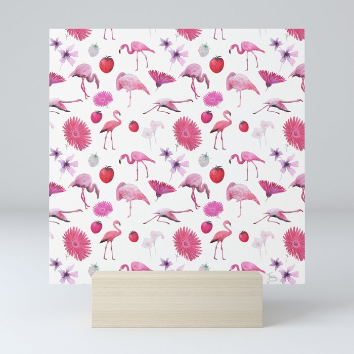 Flamingos, Fruit and Flowers Mini Art Print