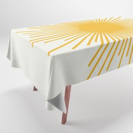 Mustard Yellow Retro Sun on Off White Tablecloth