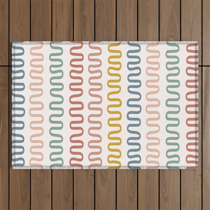 Abstract Shapes 232 in Pastel Boho Summer Shades (Snake Pattern Abstraction) Outdoor Rug