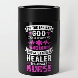 God Made A Nurse Quote Retro Typography Religious Can Cooler