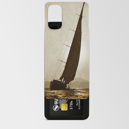 grunge canvas textured sailboat Android Card Case
