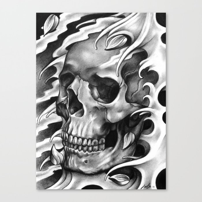 Skull & Petals Canvas Print