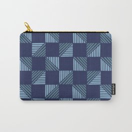 Abstract Shape Pattern 13 in Navy Blue Shades Carry-All Pouch